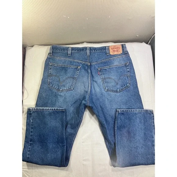 Levis 505 Regular Fit Straight Leg Blue Denim Jeans Mens 40x30 Medium Wash - Picture 5 of 7